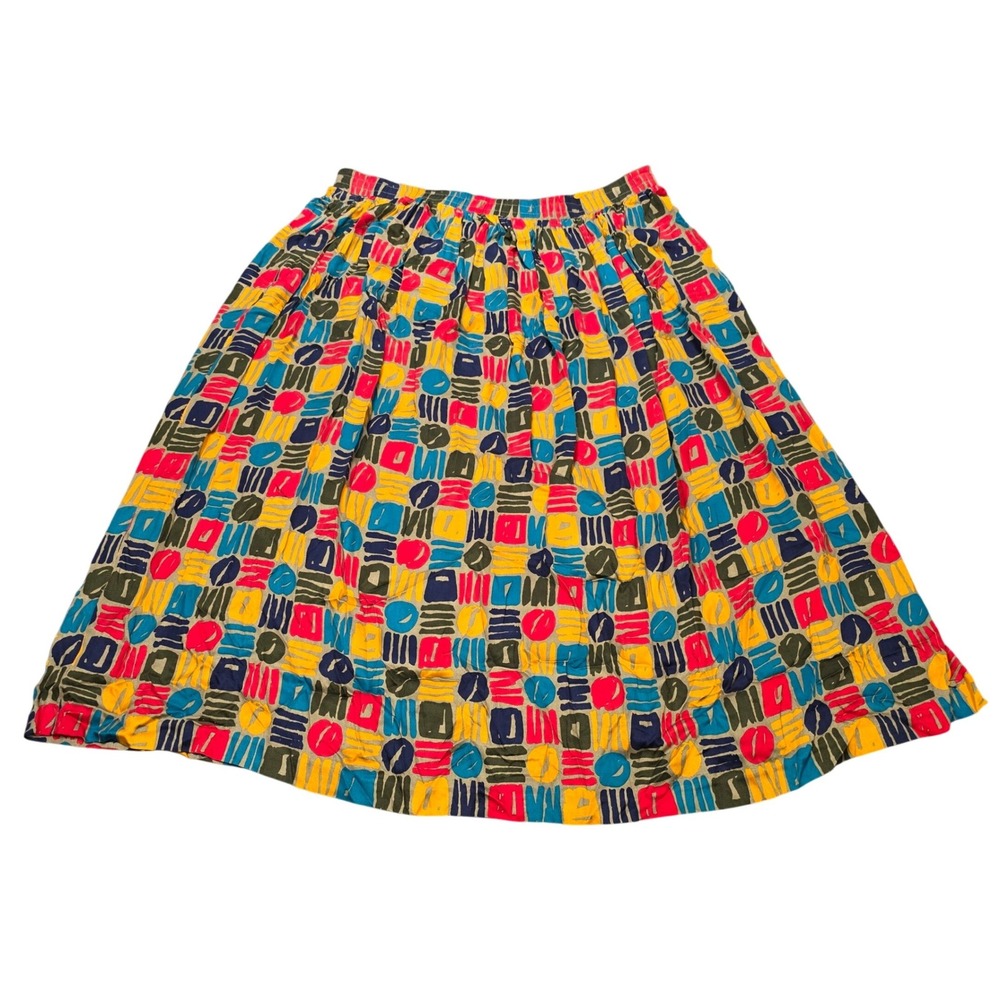Vintage Chaus Abstract Geometric Maxi Skirt Women's Size L Multi-Color 80s Retro